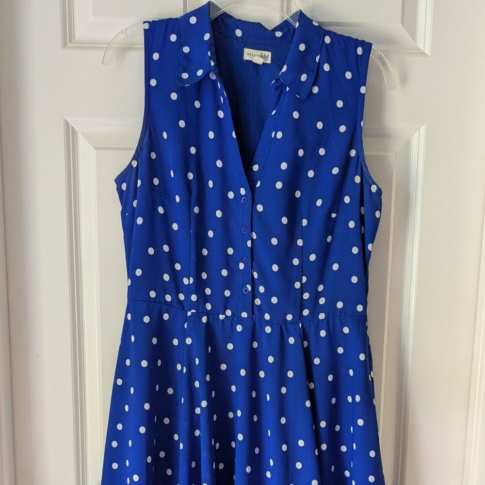 Blue Maison Jules retro dress, polka dot